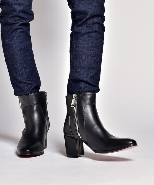 endevice(エンデヴァイス)の「ダブル メタルジップ ヒールブーツ / ハイヒール(ブーツ・メンズ・ブラック/レッド・44/40/42)」の14枚目の写真