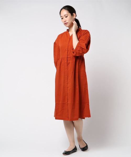 LBC（エルビーシー）の「2way変わり織りワンピース（ワンピース・レディース・オレンジ/ネイビー・M/L）」の7枚目の写真