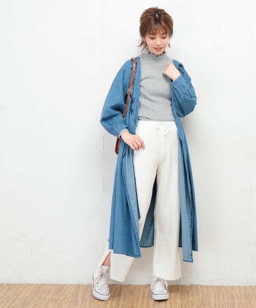 natural couture（ナチュラルクチュール）の「デニム刺繍2WAYワンピース（ワンピース・レディース・ネイビー/ブルー・FREE）」の12枚目の写真