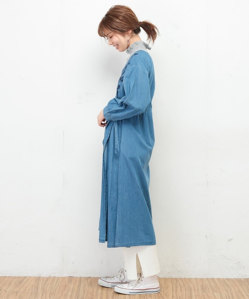 natural couture（ナチュラルクチュール）の「デニム刺繍2WAYワンピース（ワンピース・レディース・ネイビー/ブルー・FREE）」の9枚目の写真