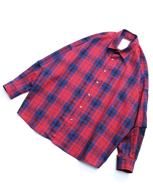 SHAREEF(シャリーフ)の「CHECK JACQUARD L/S SHIRTS(シャツ/ブラウス・メンズ・ブラック系その他/レッド系その他・1/2/3)」の10枚目の写真
