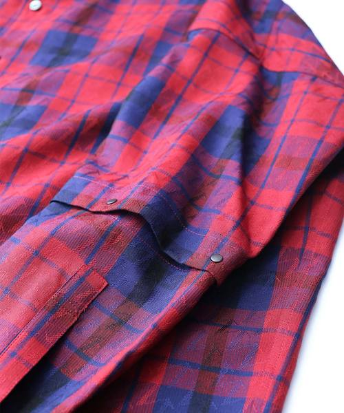 SHAREEF(シャリーフ)の「CHECK JACQUARD L/S SHIRTS(シャツ/ブラウス・メンズ・ブラック系その他/レッド系その他・1/2/3)」の4枚目の写真