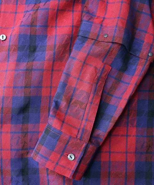 SHAREEF(シャリーフ)の「CHECK JACQUARD L/S SHIRTS(シャツ/ブラウス・メンズ・ブラック系その他/レッド系その他・1/2/3)」の6枚目の写真