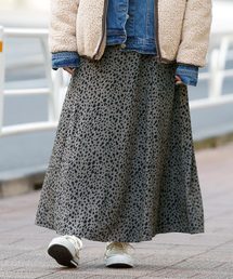 レオパード柄フレアロングスカート