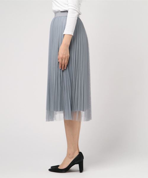 meJane（ミージェーン）の「チュール×サテンプリーツスカート（スカート・レディース・ブラック/ベージュ/グレー・フリー）」の6枚目の写真