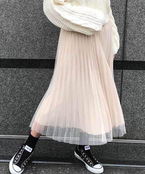 meJane（ミージェーン）の「チュール×サテンプリーツスカート（スカート・レディース・ブラック/ベージュ/グレー・フリー）」の14枚目の写真
