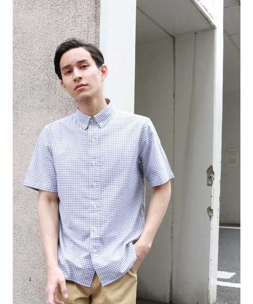CRAFT STANDARD BOUTIQUE（クラフトスタンダードブティック）の「【新色追加】23col.ベ-シックオックスボタンダウン半袖シャツ ○☆（シャツ/ブラウス・メンズ・チェック/ブルーグリーン/ホワイト系その他5/グレー系その他3/グリーン系その他5/ブルー系その他2/ブルー系その他3/ブルー系その他4/ブルー系その他5/イエロー系その他/その他5/その他8/その他9/ストライプ/ダークグレー/ダークグリーン/ライトグレー/ブラック/サックスブルー/ブルー/ネイビー/グレー/オフホワイト/レッド系その他7・M/L/LL/S）」の6枚目の写真