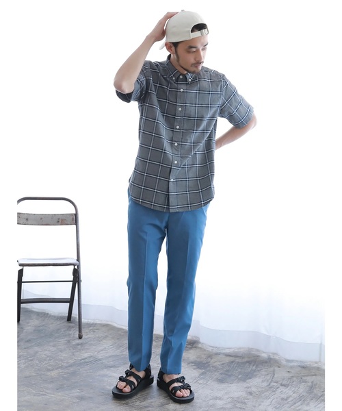 CRAFT STANDARD BOUTIQUE（クラフトスタンダードブティック）の「【新色追加】23col.ベ-シックオックスボタンダウン半袖シャツ ○☆（シャツ/ブラウス・メンズ・チェック/ブルーグリーン/ホワイト系その他5/グレー系その他3/グリーン系その他5/ブルー系その他2/ブルー系その他3/ブルー系その他4/ブルー系その他5/イエロー系その他/その他5/その他8/その他9/ストライプ/ダークグレー/ダークグリーン/ライトグレー/ブラック/サックスブルー/ブルー/ネイビー/グレー/オフホワイト/レッド系その他7・M/L/LL/S）」の7枚目の写真