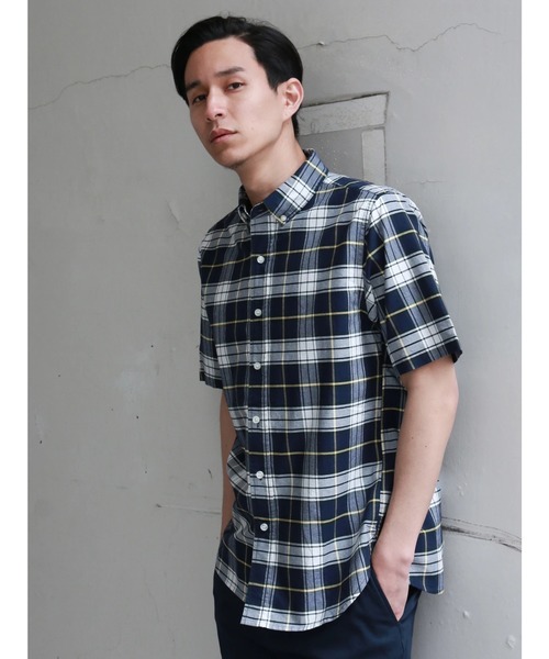CRAFT STANDARD BOUTIQUE（クラフトスタンダードブティック）の「【新色追加】23col.ベ-シックオックスボタンダウン半袖シャツ ○☆（シャツ/ブラウス・メンズ・チェック/ブルーグリーン/ホワイト系その他5/グレー系その他3/グリーン系その他5/ブルー系その他2/ブルー系その他3/ブルー系その他4/ブルー系その他5/イエロー系その他/その他5/その他8/その他9/ストライプ/ダークグレー/ダークグリーン/ライトグレー/ブラック/サックスブルー/ブルー/ネイビー/グレー/オフホワイト/レッド系その他7・M/L/LL/S）」の9枚目の写真