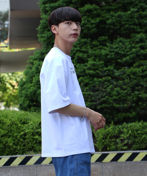NO NEED(ノーニード)の「ハーフスリーブフォト&メッセージプリントオーバーサイズTシャツ(Tシャツ/カットソー・メンズ・ホワイト/ブラック/イエロー/キャメル・フリ-)」の7枚目の写真