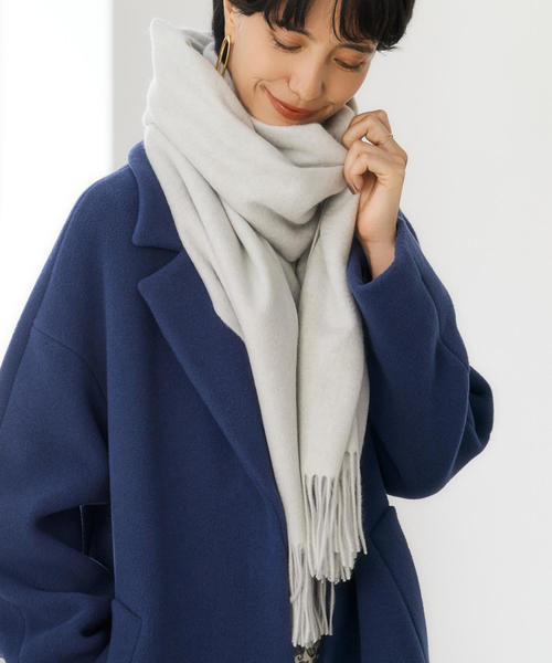 green label relaxing（グリーンレーベルリラクシング）の「D カシミヤムジ ストール（ストール/ショール・レディース・ライラック/ライム/ダークグレー/モカ/ネイビー/ライトグレー/ブラック・FREE）」の3枚目の写真