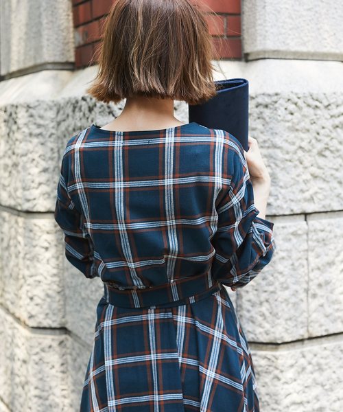 &. NOSTALGIA（アンドドットノスタルジア）の「チェック柄カシュクールマキシワンピース（ワンピース・レディース・ダークグリーン/ベージュ/ブラウン・FREE）」の19枚目の写真