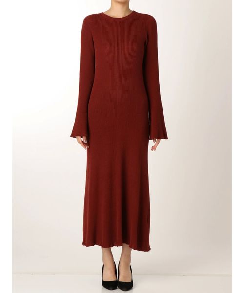 Ungrid（アングリッド）の「フレアニットワンピース（ワンピース・レディース・ブラック/ブラウン/ダークオレンジ・FREE）」の6枚目の写真