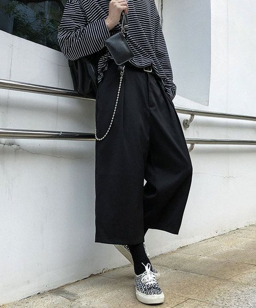 MGV（エムジーヴィー）の「【MGV】TRスーパーワイドクロップドスラックス（スラックス・メンズ・ブラック/チャコールグレー・MEDIUM/LARGE）」の2枚目の写真