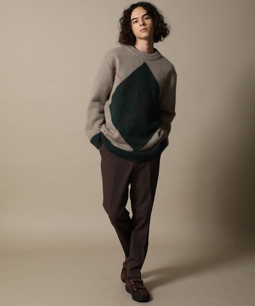 WRAPINKNOT（ラッピンノット）の「【WRAPINKNOT】別注ダイヤ柄プルオーバー（ニット/セーター・メンズ・ベージュ/ダークグレー・2/3）」の5枚目の写真