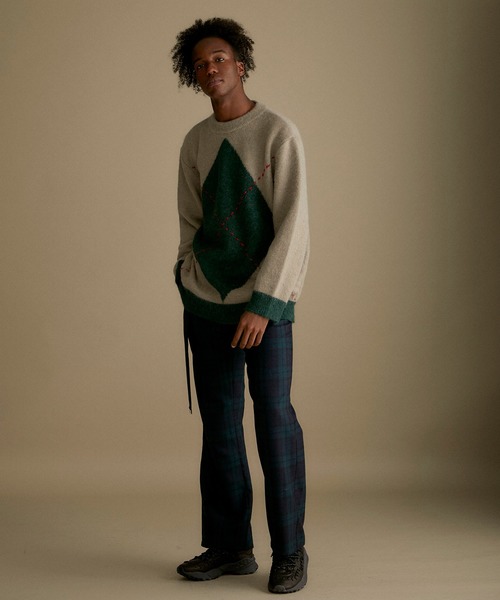 WRAPINKNOT（ラッピンノット）の「【WRAPINKNOT】別注ダイヤ柄プルオーバー（ニット/セーター・メンズ・ベージュ/ダークグレー・2/3）」の17枚目の写真