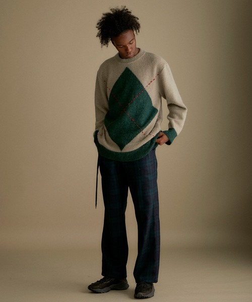 WRAPINKNOT（ラッピンノット）の「【WRAPINKNOT】別注ダイヤ柄プルオーバー（ニット/セーター・メンズ・ベージュ/ダークグレー・2/3）」の18枚目の写真