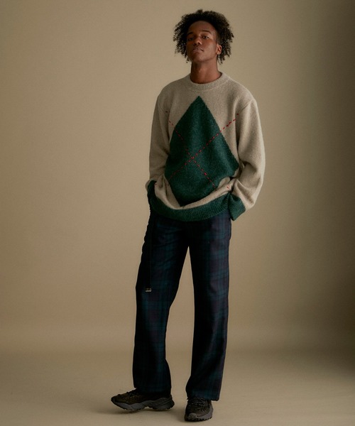 WRAPINKNOT（ラッピンノット）の「【WRAPINKNOT】別注ダイヤ柄プルオーバー（ニット/セーター・メンズ・ベージュ/ダークグレー・2/3）」の19枚目の写真