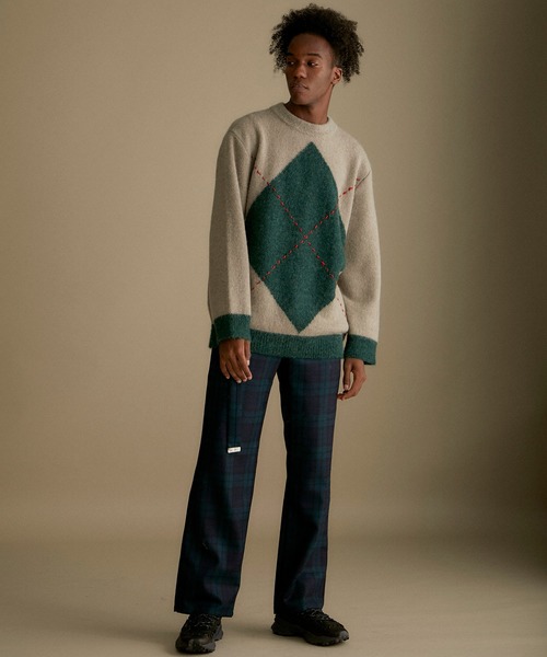 WRAPINKNOT（ラッピンノット）の「【WRAPINKNOT】別注ダイヤ柄プルオーバー（ニット/セーター・メンズ・ベージュ/ダークグレー・2/3）」の22枚目の写真