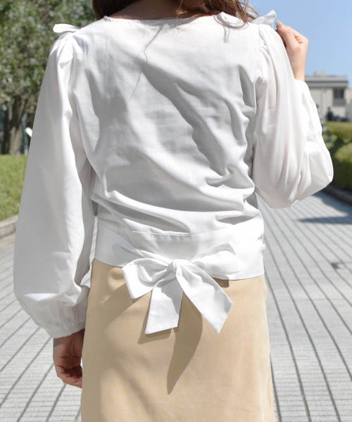 PairPair（ペアペア）の「フリルリボンブラウス（シャツ/ブラウス・レディース・ライトグリーン/ライトベージュ/オフホワイト・FREE）」の10枚目の写真