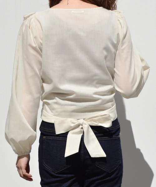 PairPair（ペアペア）の「フリルリボンブラウス（シャツ/ブラウス・レディース・ライトグリーン/ライトベージュ/オフホワイト・FREE）」の14枚目の写真