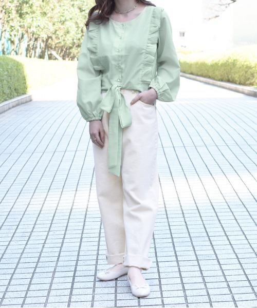 PairPair（ペアペア）の「フリルリボンブラウス（シャツ/ブラウス・レディース・ライトグリーン/ライトベージュ/オフホワイト・FREE）」の15枚目の写真