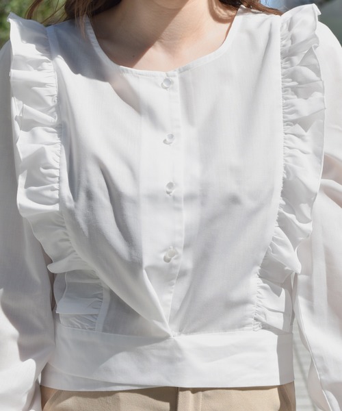 PairPair（ペアペア）の「フリルリボンブラウス（シャツ/ブラウス・レディース・ライトグリーン/ライトベージュ/オフホワイト・FREE）」の19枚目の写真