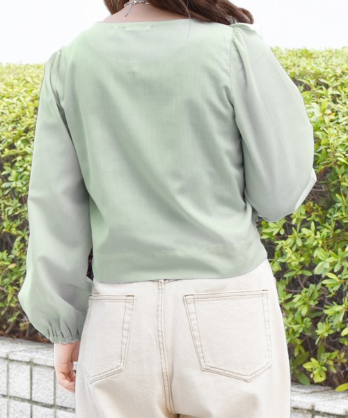 PairPair（ペアペア）の「フリルリボンブラウス（シャツ/ブラウス・レディース・ライトグリーン/ライトベージュ/オフホワイト・FREE）」の18枚目の写真
