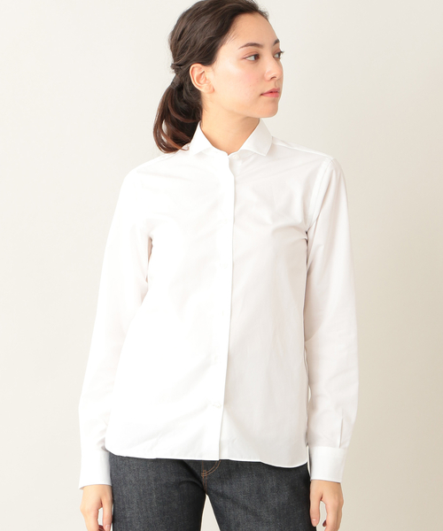 S.ESSENTIALS(エスエッセンシャルズ)の「【2nd SKINシリーズ】ギザコットン ソフトタイプライターシャツ(シャツ/ブラウス・レディース・ホワイト・40/38/36)」の1枚目の写真