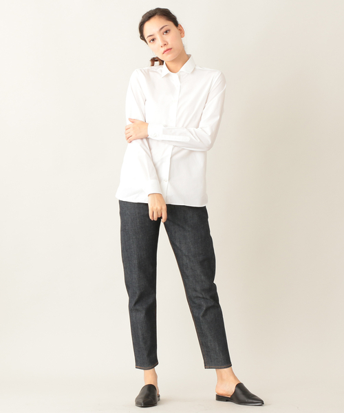 S.ESSENTIALS(エスエッセンシャルズ)の「【2nd SKINシリーズ】ギザコットン ソフトタイプライターシャツ(シャツ/ブラウス・レディース・ホワイト・40/38/36)」の2枚目の写真