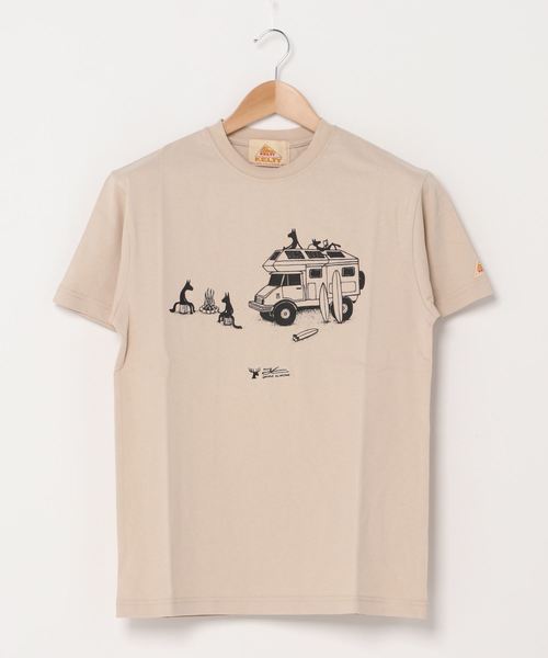 KELTY(ケルティ)の「KELTY ジョナス・クレアッソン×KELTY プリントTシャツ/JONAS CLAESSON TEE CAMPING WOLVES(Tシャツ/カットソー・レディース・ベージュ/ホワイト/ブラック/ネイビー・S/M/L/XL)」の3枚目の写真