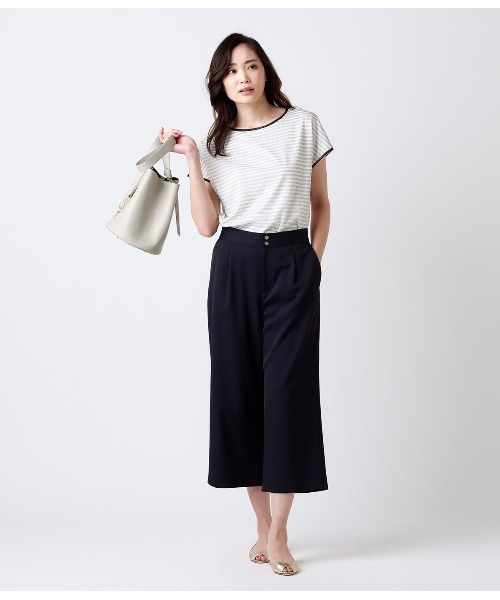 NEWYORKER(ニューヨーカー)の「【接触冷感/UVカット/吸水速乾】シアボーダーシフォンカットソー(Tシャツ/カットソー・レディース・オレンジ系その他/ホワイト/ライトグリーン・M/L)」の16枚目の写真