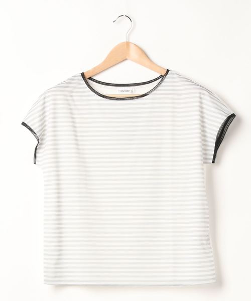 NEWYORKER(ニューヨーカー)の「【接触冷感/UVカット/吸水速乾】シアボーダーシフォンカットソー(Tシャツ/カットソー・レディース・オレンジ系その他/ホワイト/ライトグリーン・M/L)」の19枚目の写真