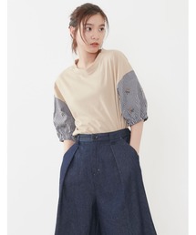 POU DOU DOU | 花刺繍スリーブトップス(Tシャツ/カットソー)