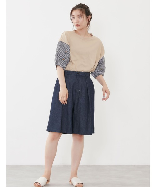 POU DOU DOU（プードゥドゥ）の「花刺繍スリーブトップス（Tシャツ/カットソー・レディース・ベージュ/オフホワイト/ブルー・3）」の4枚目の写真