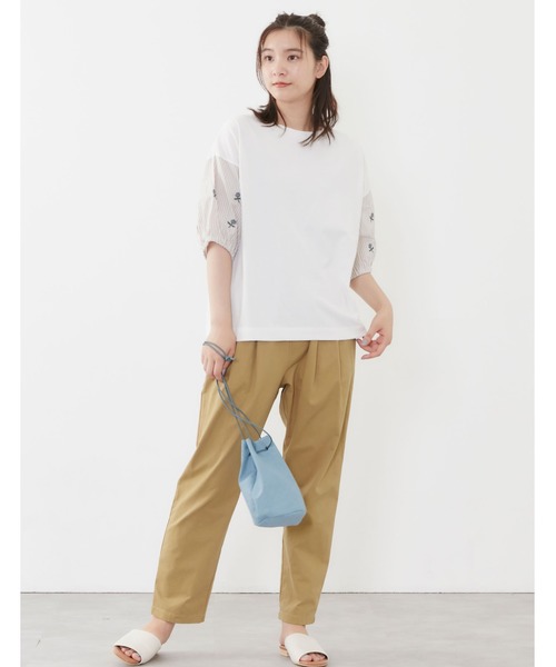 POU DOU DOU（プードゥドゥ）の「花刺繍スリーブトップス（Tシャツ/カットソー・レディース・ベージュ/オフホワイト/ブルー・3）」の17枚目の写真