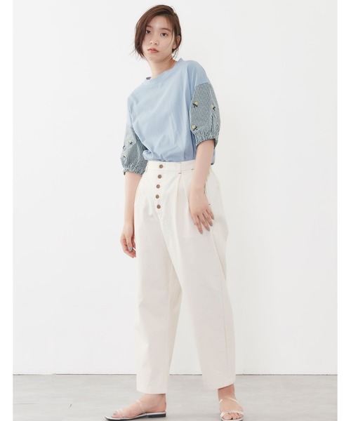 POU DOU DOU（プードゥドゥ）の「花刺繍スリーブトップス（Tシャツ/カットソー・レディース・ベージュ/オフホワイト/ブルー・3）」の13枚目の写真