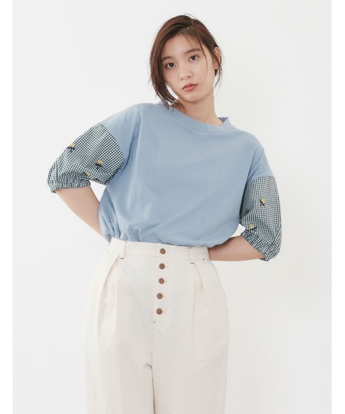 POU DOU DOU（プードゥドゥ）の「花刺繍スリーブトップス（Tシャツ/カットソー・レディース・ベージュ/オフホワイト/ブルー・3）」の18枚目の写真