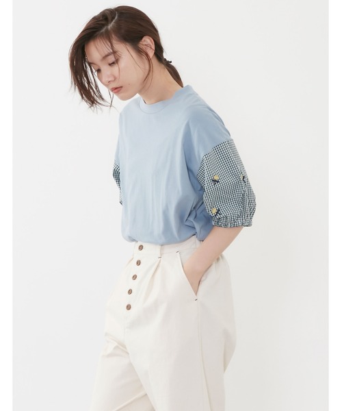 POU DOU DOU（プードゥドゥ）の「花刺繍スリーブトップス（Tシャツ/カットソー・レディース・ベージュ/オフホワイト/ブルー・3）」の16枚目の写真