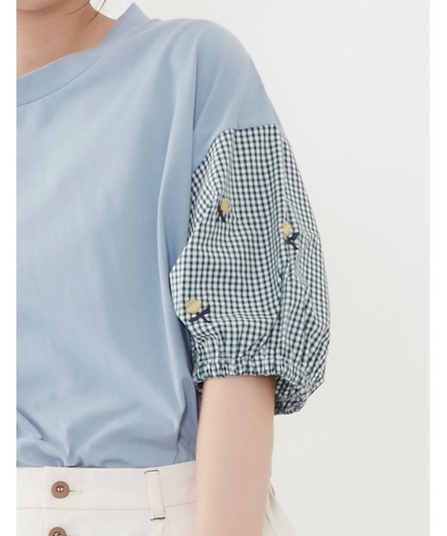 POU DOU DOU（プードゥドゥ）の「花刺繍スリーブトップス（Tシャツ/カットソー・レディース・ベージュ/オフホワイト/ブルー・3）」の11枚目の写真