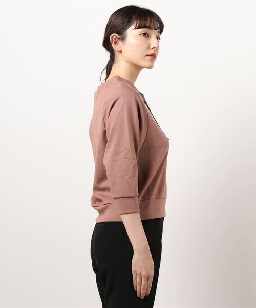12Twelve Agenda(トゥエルブ アジェンダ)の「フード風7分袖P/O(Tシャツ/カットソー・レディース・チャコールグレー/ピンク/アイボリー・M)」の7枚目の写真