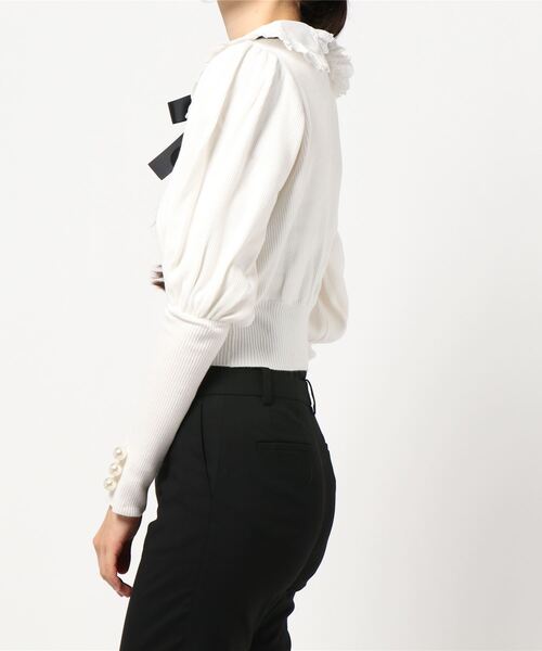 ♡ Swankiss ♡ DR collar knit TOPS （ホワイト） Swankiss（スワンキス）の「DR collar knit TOPS（ニット/セーター