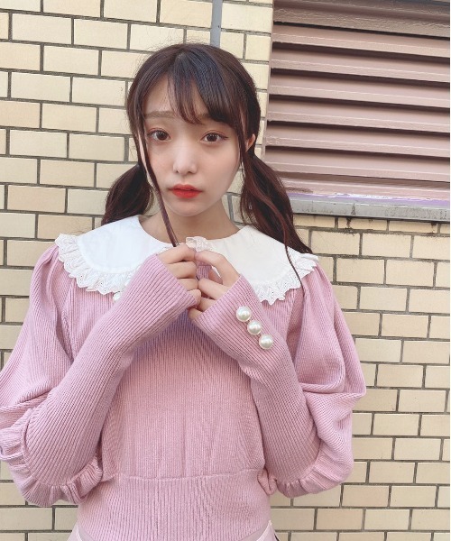 ♡ Swankiss ♡ DR collar knit TOPS （ホワイト） Swankiss（スワンキス）の「DR collar knit TOPS（ニット/セーター
