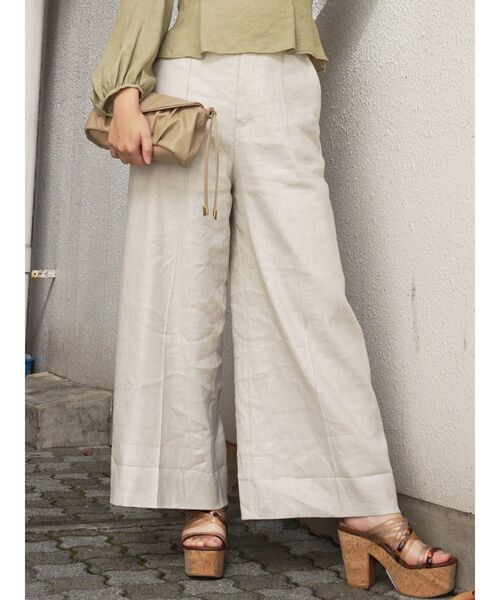 MERCURYDUO(マーキュリーデュオ)の「リネンハイウエストワイドパンツ(その他パンツ・レディース・パープル/アイボリー/ミント・FREE)」の2枚目の写真