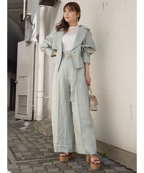 MERCURYDUO(マーキュリーデュオ)の「リネンハイウエストワイドパンツ(その他パンツ・レディース・パープル/アイボリー/ミント・FREE)」の6枚目の写真