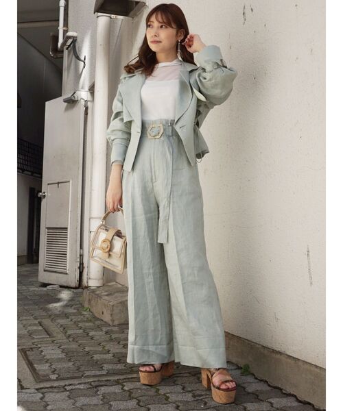 MERCURYDUO(マーキュリーデュオ)の「リネンハイウエストワイドパンツ(その他パンツ・レディース・パープル/アイボリー/ミント・FREE)」の7枚目の写真