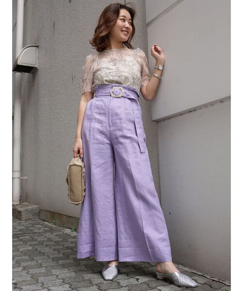 MERCURYDUO(マーキュリーデュオ)の「リネンハイウエストワイドパンツ(その他パンツ・レディース・パープル/アイボリー/ミント・FREE)」の11枚目の写真