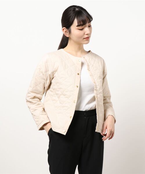 Lugnoncure（ルノンキュール）の「パッカブルジャケット（ノーカラージャケット・レディース・ブルー/オフホワイト/ブラック・MEDIUM/LARGE）」の2枚目の写真