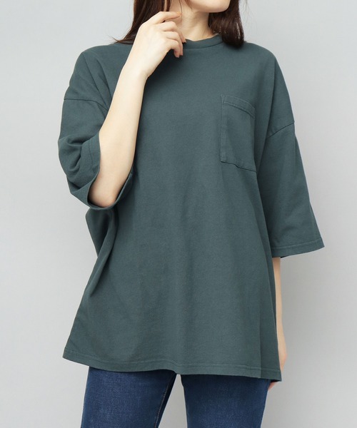 Goodwear（グッドウェア）の「7.6オンス USAコットン ポケット付き スーパービッグシルエット 5分袖 Tシャツ（Tシャツ/カットソー・メンズ・ホワイト/ブラウン/ブラウン系その他/ベージュ/ブルー/ブラック系その他/グリーン系その他/ミント/ブラック/グレー/ネイビー/グリーン/スミクロ/ブラウン系その他2・M/L）」の10枚目の写真