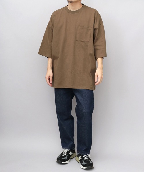 Goodwear（グッドウェア）の「7.6オンス USAコットン ポケット付き スーパービッグシルエット 5分袖 Tシャツ（Tシャツ/カットソー・メンズ・ホワイト/ブラウン/ブラウン系その他/ベージュ/ブルー/ブラック系その他/グリーン系その他/ミント/ブラック/グレー/ネイビー/グリーン/スミクロ/ブラウン系その他2・M/L）」の21枚目の写真